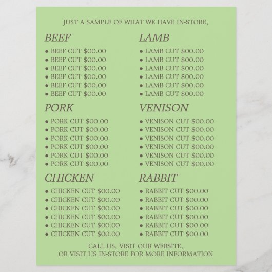 Schaf-, Bauer- und Butchwerbung Flyer (Hinten)