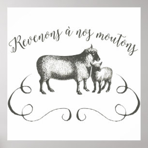 Schaf-Bauernhof-lustiger französischer Poster