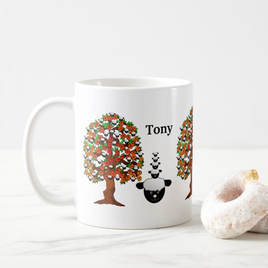 Schaf Baum Weiße Tasse (Mit Donut)