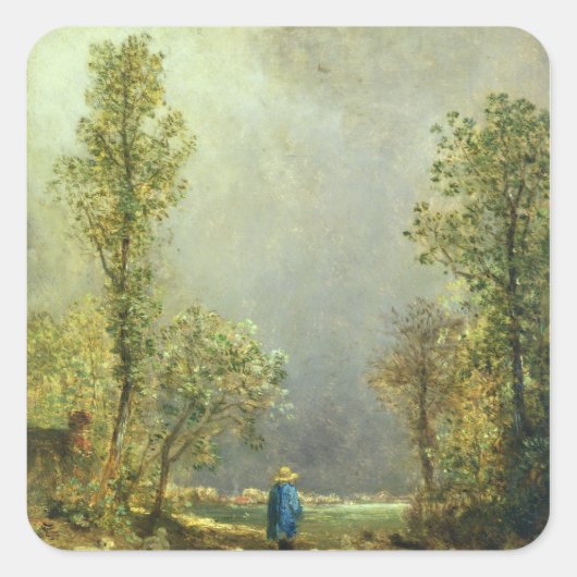 Schaf beim Sturm Quadratischer Aufkleber (Vorderseite)