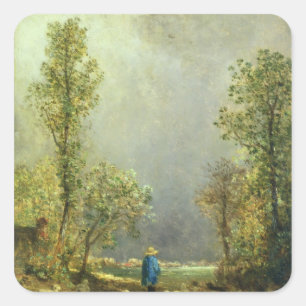 Schaf beim Sturm Quadratischer Aufkleber