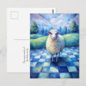Schaf Blau Kariert überprüft Freund Postkarte (Vorne/Hinten)