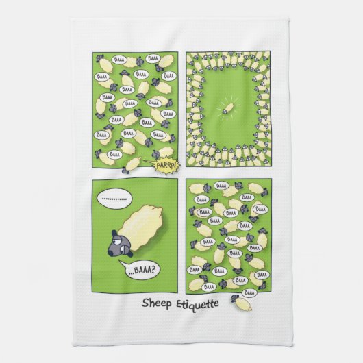 Schaf-Etikette Geschirrtuch (Vertikal)