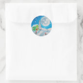 Schaf-Folklore Vollmond-Winter Runder Aufkleber (Tasche)