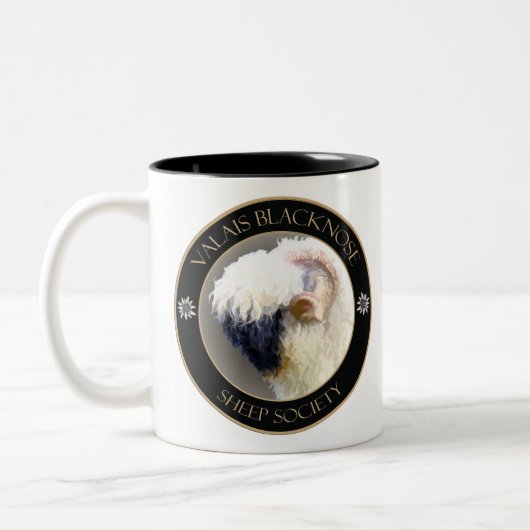 Schaf-Gesellschafts-Logo Wallis Blacknose Zweifarbige Tasse (Links)