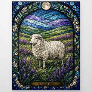 Schaf, Heather Bloom Buntglas Postkarte
