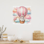 Schaf Heißluftballon Mädchen Poster (Küche)