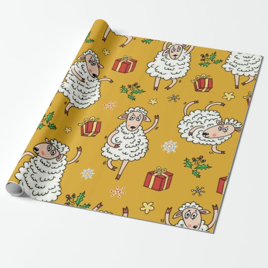 Schaf Hintergrund Vintage Geschenkpapier (Ungerollt)