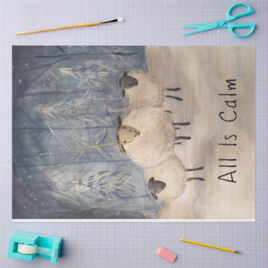 Schaf im Winterwald - Gewebe Seidenpapier (Basteln)