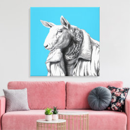 Schaf in Jeans Jacket (Old School Blue) Leinwanddruck