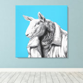 Schaf in Jeans Jacket (Old School Blue) Leinwanddruck (Insitu (Holzboden))