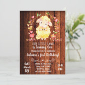 Schaf, kleines Lamm, Geburtstagsmädchen. Einladung (Stehend Vorderseite)