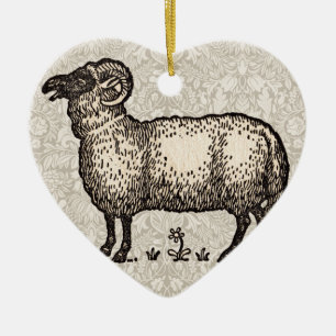 Schaf Lamm Bauernhof Tier Vintage Keramikornament