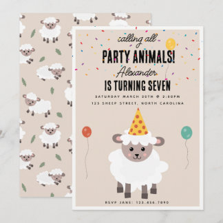 Schaf Lamm Süß Farm Party Tiere Geburtstag Einladung
