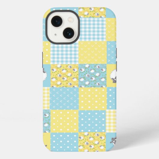 Schaf, Land Faux Patchwork iPad Case-Mate Hülle iPhone Hülle (Rückseite)