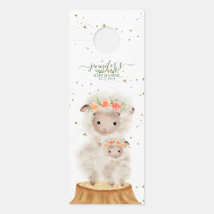 Schaf mit Blumen-Babyparty Türanhänger