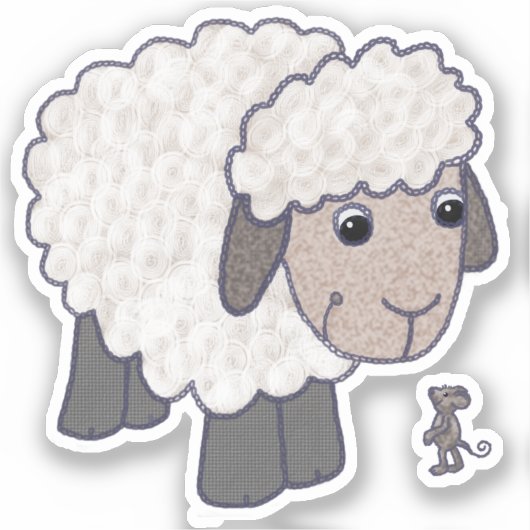 Schaf mit Maus Aufkleber (Vorderseite)