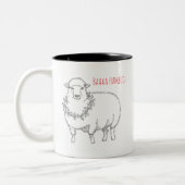 Schaf mit Stechpalme Zweifarbige Tasse (Links)