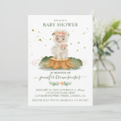 Schaf-Mutti-Hasen-Baby Einladung (Stehend Vorderseite)
