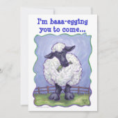 Schaf-Party-Mitte Einladung (Vorderseite)