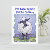 Schaf-Party-Mitte Einladung (Stehend Vorderseite)