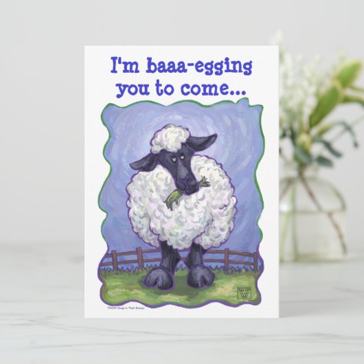 Schaf-Party-Mitte Einladung (Stehend Vorderseite)