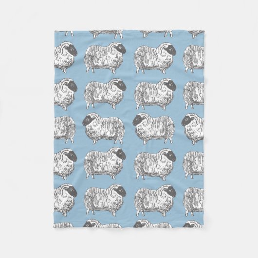Schaf-Pulver-Blau-Muster-Fleece-Decke Fleecedecke (Vorderseite)