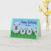 Schaf-Reihe mit einer weckigen Schafskarte Karte (Gelbe Blume)