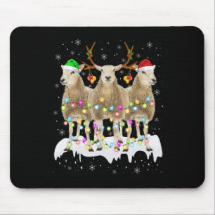 Schaf Rentiere Santa Weihnachten Mit Licht Lustig Mousepad