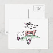 Schaf springt über Zaun Postkarte (Vorne/Hinten)