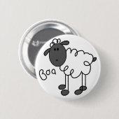 Schaf-Strichmännchen-Knopf Button (Vorne & Hinten)