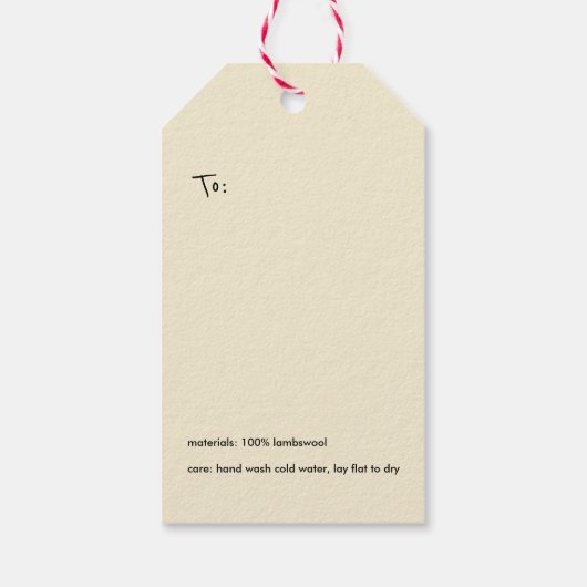 Schaf-Strickermarke Geschenkanhänger (Rückseite)