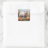 Schaf- und Kürbisgemälde Quadratischer Aufkleber (Tasche)