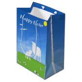 Schaf und Lamm editierbare Ostern Mittlere Geschenktüte (Vorderseite Schrägansicht)