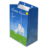 Schaf und Lamm editierbare Ostern Mittlere Geschenktüte (Rückseite Schrägansicht)