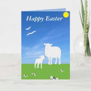Schaf und Lamm editierbares Ostern Feiertagskarte