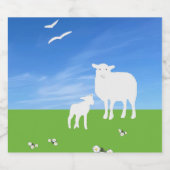 Schaf und Lamm Ostern Schaumweinetikett (Einzelnes Label)