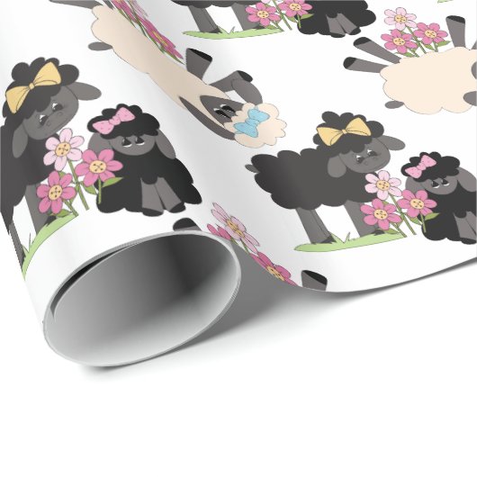 Schaf und Lämmer Geschenkpapier (Rolleneckpunkt)