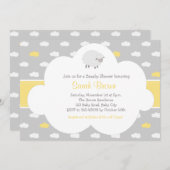 Schaf-und Wolken-Einladung (graues Gelb) Einladung (Vorne/Hinten)