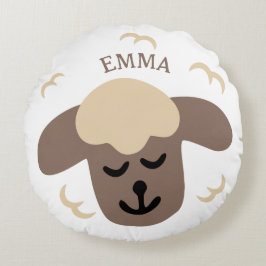  Schaf weiß braun personalisierbares Kinderkissen Rundes Kissen