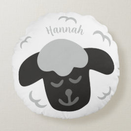 Schaf weiß schwarz personalisierbares Kinderkissen Rundes Kissen