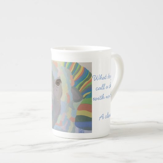 Schaf-Witz-Tasse Saphir Halliday Künstler Porzellantasse (Vorderseite Rechts)