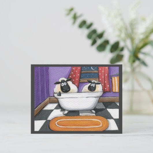 Schafabfall | Schaf in einer Bademode Postkarte (Stehend Vorderseite)