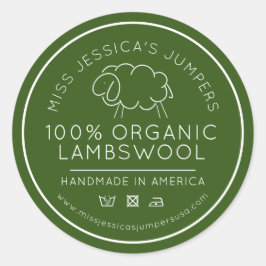 Schäfchenwolle, grün, weiß gestrickt runder aufkleber