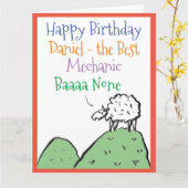 Schafdesign glücklich zum Geburtstag eines Mechani Karte (Gelbe Blume)