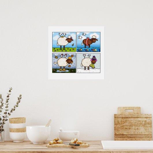 Schafe aller Jahreszeiten Poster (Küche)