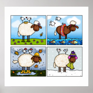 Schafe alles Jahreszeitplakats Poster