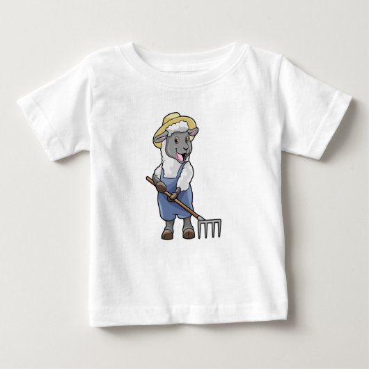 Schafe als Bauer mit Rake & Hat Baby T-shirt (Vorderseite)
