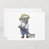 Schafe als Bauer mit Rake & Hat Postkarte (Vorne/Hinten)