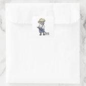 Schafe als Bauer mit Rake & Hat Quadratischer Aufkleber (Tasche)